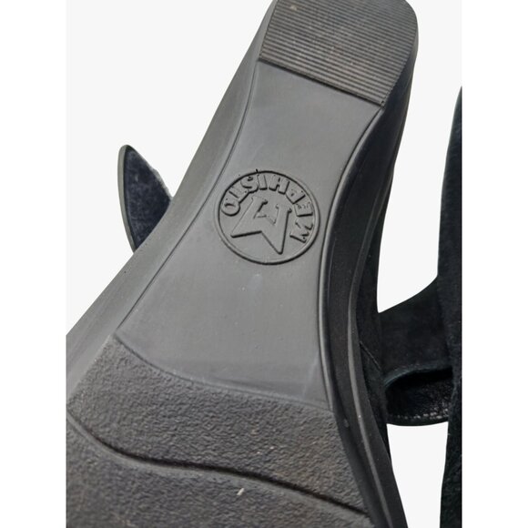 Mephisto Kimona Black Suede Mary Jane Wedge Shoes Womens Size 8.5 Adjustable - Picture 12 of 15